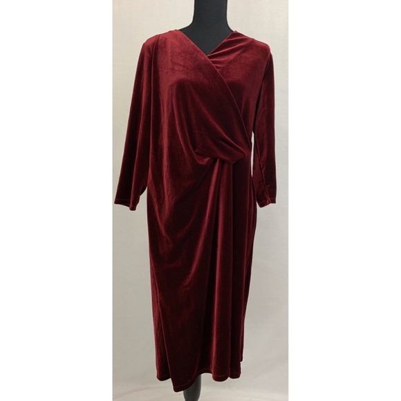 Talbots Dresses & Skirts - Talbots Bordeaux Faux-Wrap Sheath Dress Size X